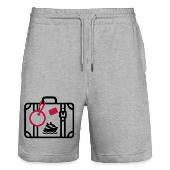 Koffer Reise Kreuzfahrt Urlaub - Stanley/Stella Unisex Bio Joggingshorts Trainer  - Grau meliert - Vorne - Nik (191cm) & Marisol (170cm)