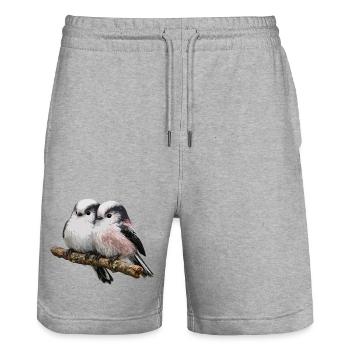Duo Long-tailed on Branch - Soft Pastel - Stanley/Stella Trainer Unisex Organic Jogging Shorts - heather grey - Front - Nik (191cm) & Marisol (170cm)