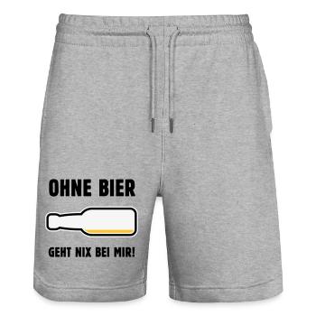 Ohne Bier Geht Nix Bei Mir! (Bierchen / POS 3C) - Stanley/Stella Unisex Bio Joggingshorts Trainer  - Grau meliert - Vorne - Nik (191cm) & Marisol (170cm)