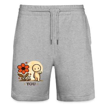 La Petite Pensée | TOI - Short de jogging bio TRAINER Stanley/Stella unisexe - gris chiné - Devant - Nik (191cm) & Marisol (170cm)