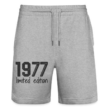 1977 Limited Edition Retro Geburtstag Jahrgang Des - Stanley/Stella Unisex Bio Joggingshorts Trainer  - Grau meliert - Vorne - Nik (191cm) & Marisol (170cm)