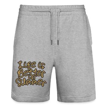 Life is better in summer - Stanley/Stella Trainer Unisex Organic Jogging Shorts - heather grey - Front - Nik (191cm) & Marisol (170cm)