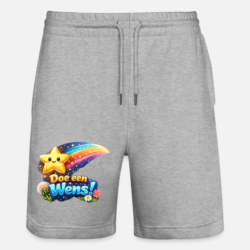 Wish Star and Rainbow Bloom - Stanley/Stella Trainer Unisex Organic Jogging Shorts - heather grey