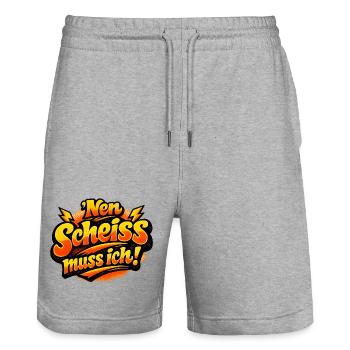 Nen Scheiss Muss ich retro comic - Short de jogging bio TRAINER Stanley/Stella unisexe - gris chiné - Devant - Nik (191cm) & Marisol (170cm)