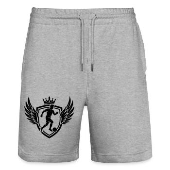Fussballer Wappen Schild - Stanley/Stella Unisex Bio Joggingshorts Trainer  - Grau meliert - Vorne - Nik (191cm) & Marisol (170cm)