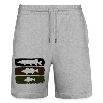 Pike Zander Perch - Stanley/Stella Trainer Unisex Organic Jogging Shorts - heather grey - Front - Nik (191cm) & Marisol (170cm)