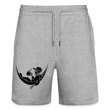 Squelette dans un hamac avec du café - Short de jogging bio TRAINER Stanley/Stella unisexe - gris chiné - Devant - Nik (191cm) & Marisol (170cm)