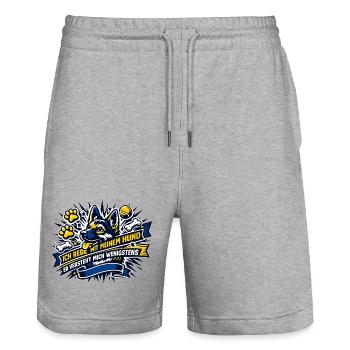 Ich rede mit meinem Hund Spruch Grafik - Stanley/Stella Unisex Bio Joggingshorts Trainer  - Grau meliert - Vorne - Nik (191cm) & Marisol (170cm)
