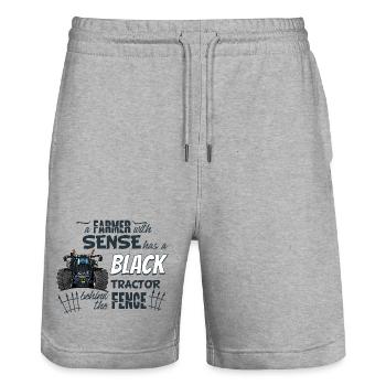 1396_A_Farmer_with_sense - Stanley/Stella Trainer Unisex Organic Jogging Shorts - heather grey - Front - Nik (191cm) & Marisol (170cm)