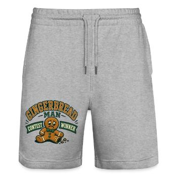 Gewinner des Lebkuchenmann-Wettbewerbs, lustiger A - Stanley/Stella Unisex Bio Joggingshorts Trainer  - Grau meliert - Vorne - Nik (191cm) & Marisol (170cm)