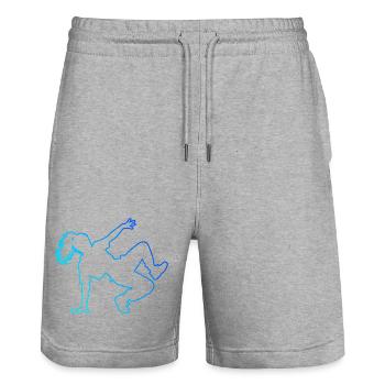 Gift idea for the hip-hop dancer with b-boying - Stanley/Stella Trainer Unisex Organic Jogging Shorts - heather grey - Front - Nik (191cm) & Marisol (170cm)