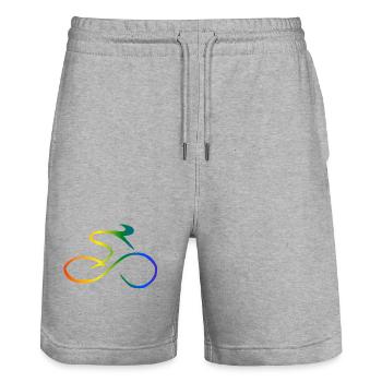 Rennrad Regenbogen - Stanley/Stella Unisex Bio Joggingshorts Trainer  - Grau meliert - Vorne - Nik (191cm) & Marisol (170cm)