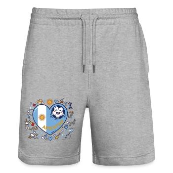 Herzflagge Argentinien Illustration - Stanley/Stella Unisex Bio Joggingshorts Trainer  - Grau meliert - Vorne - Nik (191cm) & Marisol (170cm)