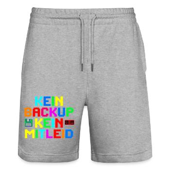 Non Ticket Non Support Informaticien Administrateur IT - Short de jogging bio TRAINER Stanley/Stella unisexe - gris chiné - Devant - Nik (191cm) & Marisol (170cm)