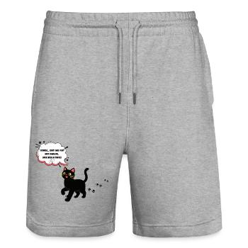 Dunkelmodus Katze Spruch - Stanley/Stella Unisex Bio Joggingshorts Trainer  - Grau meliert - Vorne - Nik (191cm) & Marisol (170cm)