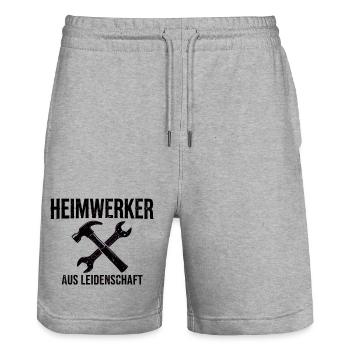 Heimwerker aus Leidenschaft - Geschenk  - Stanley/Stella Unisex Bio Joggingshorts Trainer  - Grau meliert - Vorne - Nik (191cm) & Marisol (170cm)