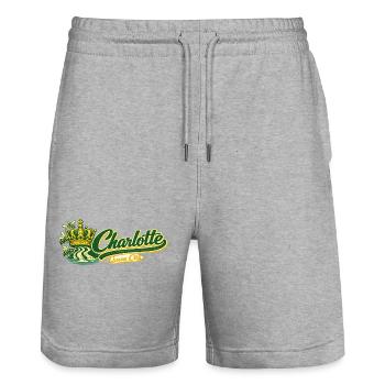 Design rétro vintage de Charlotte Queen City - Short de jogging bio TRAINER Stanley/Stella unisexe - gris chiné - Devant - Nik (191cm) & Marisol (170cm)