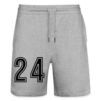 24 Symbole numérique - Short de jogging bio TRAINER Stanley/Stella unisexe - gris chiné - Devant - Nik (191cm) & Marisol (170cm)