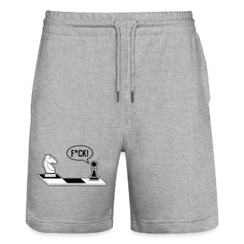 Chess Chessboard Chess Figure F*CK - Stanley/Stella Trainer Unisex Organic Jogging Shorts - heather grey - Front - Nik (191cm) & Marisol (170cm)