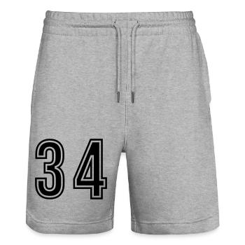 34 Symbole numérique - Short de jogging bio TRAINER Stanley/Stella unisexe - gris chiné - Devant - Nik (191cm) & Marisol (170cm)
