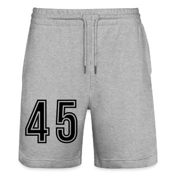 45 Number symbol - Stanley/Stella Trainer Unisex Organic Jogging Shorts - heather grey - Front - Nik (191cm) & Marisol (170cm)