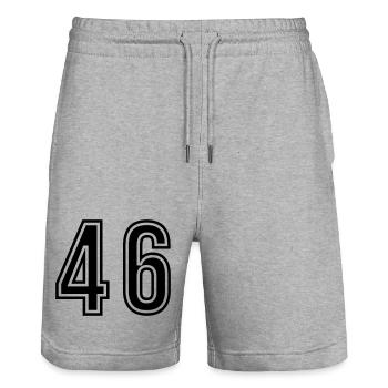 46 Number Symbol - Stanley/Stella Trainer Unisex Organic Jogging Shorts - heather grey - Front - Nik (191cm) & Marisol (170cm)