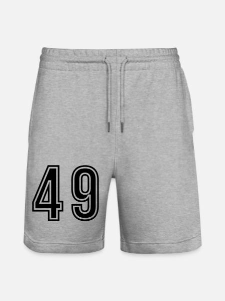 49 Number symbol - Stanley/Stella Trainer Unisex Organic Jogging Shorts - heather grey