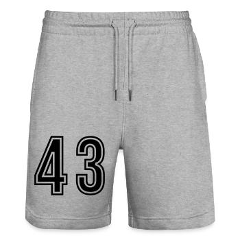 43 Number symbol - Stanley/Stella Trainer Unisex Organic Jogging Shorts - heather grey - Front - Nik (191cm) & Marisol (170cm)