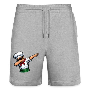 Dabbing Italian Pizza Maker - Stanley/Stella Trainer Unisex Organic Jogging Shorts - heather grey - Front - Nik (191cm) & Marisol (170cm)
