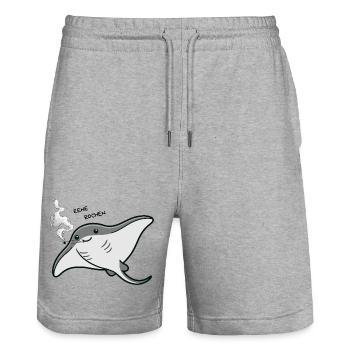 Rauchender Manta Cartoon - Stanley/Stella Unisex Bio Joggingshorts Trainer  - Grau meliert - Vorne - Nik (191cm) & Marisol (170cm)