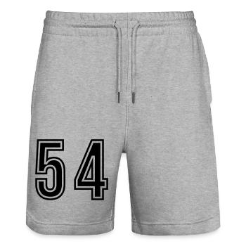54 Number Symbol - Stanley/Stella Trainer Unisex Organic Jogging Shorts - heather grey - Front - Nik (191cm) & Marisol (170cm)