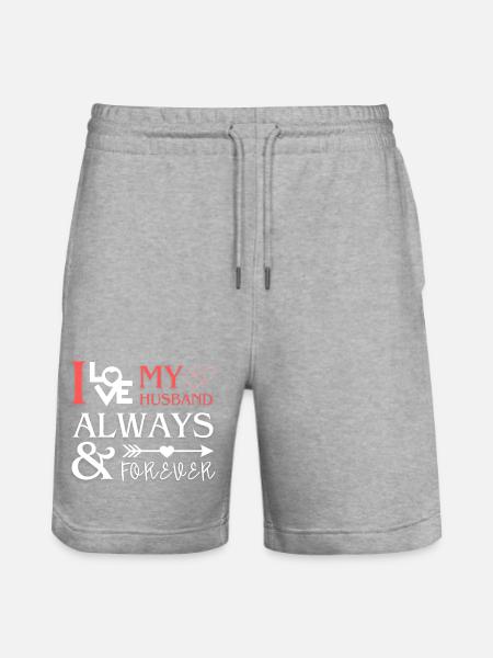 I Love My Husband Romantic Gift - Stanley/Stella Trainer Unisex Organic Jogging Shorts - heather grey