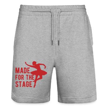 Musical Theatre Made For The Stage Theater Design - Stanley/Stella Trainer Unisex Organic Jogging Shorts - heather grey - Front - Nik (191cm) & Marisol (170cm)