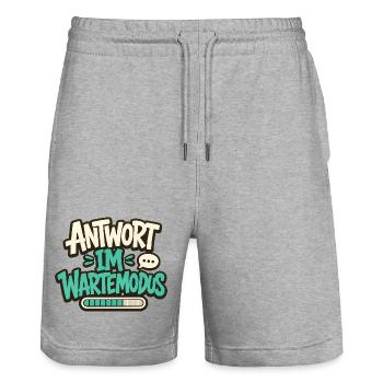 ANTWORT IM WARTEMODUS - Stanley/Stella Unisex Bio Joggingshorts Trainer  - Grau meliert - Vorne - Nik (191cm) & Marisol (170cm)