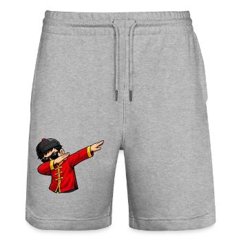 Dabbing Chinese - Stanley/Stella Trainer Unisex Organic Jogging Shorts - heather grey - Front - Nik (191cm) & Marisol (170cm)