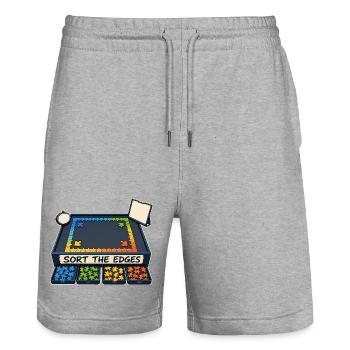 SORT THE EDGES - Stanley/Stella Trainer Unisex Organic Jogging Shorts - heather grey - Front - Nik (191cm) & Marisol (170cm)
