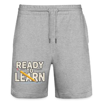 Schülermotivation – Bereit zum Lernen - Stanley/Stella Unisex Bio Joggingshorts Trainer  - Grau meliert - Vorne - Nik (191cm) & Marisol (170cm)