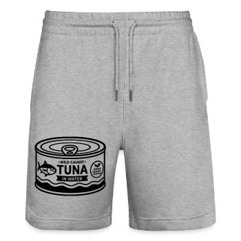 Dose Retro Minimal Thunfisch - Stanley/Stella Unisex Bio Joggingshorts Trainer  - Grau meliert - Vorne - Nik (191cm) & Marisol (170cm)