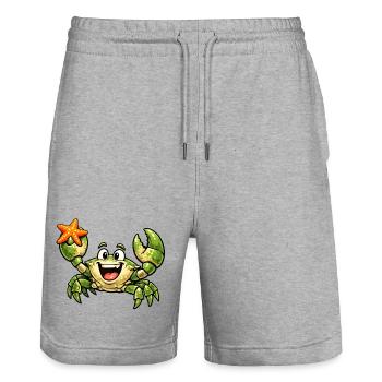 Krebs mit Seestern - Stanley/Stella Unisex Bio Joggingshorts Trainer  - Grau meliert - Vorne - Nik (191cm) & Marisol (170cm)