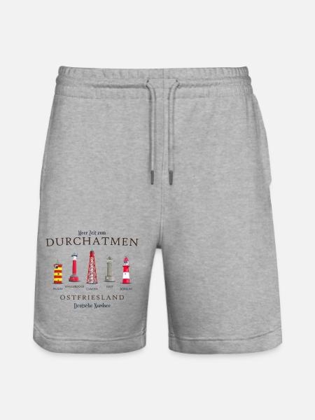 Ostfriesland, handgezeichnete Leuchttürme - Stanley/Stella Unisex Bio Joggingshorts Trainer - Grau meliert