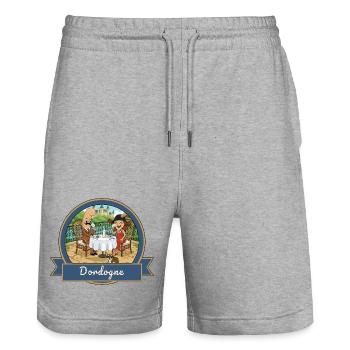 Kek & Ina in Dordogne - Stanley/Stella Unisex Bio Joggingshorts Trainer  - Grau meliert - Vorne - Nik (191cm) & Marisol (170cm)
