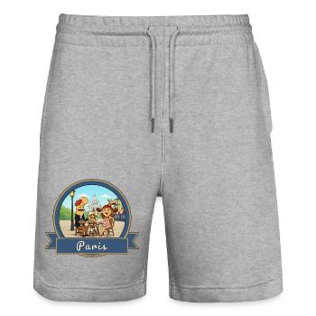 Kek & Ina in Paris - Stanley/Stella Unisex Bio Joggingshorts Trainer  - Grau meliert - Vorne - Nik (191cm) & Marisol (170cm)