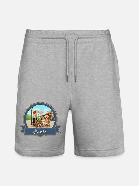 Kek & Ina in Paris - Stanley/Stella Trainer Unisex Organic Jogging Shorts - heather grey