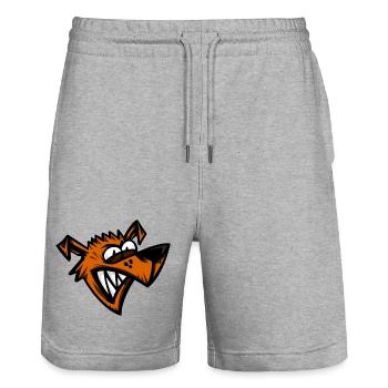 Funny Crazy Dog Cartoon Head - Stanley/Stella Trainer Unisex Organic Jogging Shorts - heather grey - Front - Nik (191cm) & Marisol (170cm)