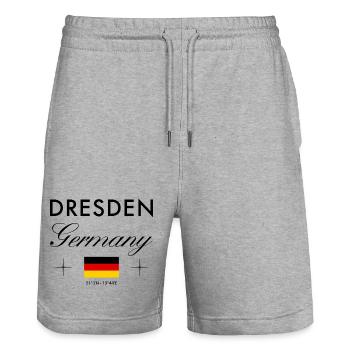 Dresden Deutschland Koordinaten Reise Souvenir - Stanley/Stella Unisex Bio Joggingshorts Trainer  - Grau meliert - Vorne - Nik (191cm) & Marisol (170cm)