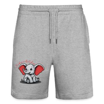 Éléphant mignon - Short de jogging bio TRAINER Stanley/Stella unisexe - gris chiné - Devant - Nik (191cm) & Marisol (170cm)