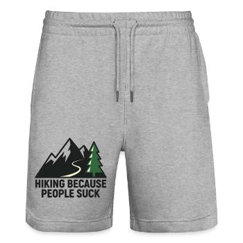 Hiking because people are annoying - Stanley/Stella Trainer Unisex Organic Jogging Shorts - heather grey - Front - Nik (191cm) & Marisol (170cm)