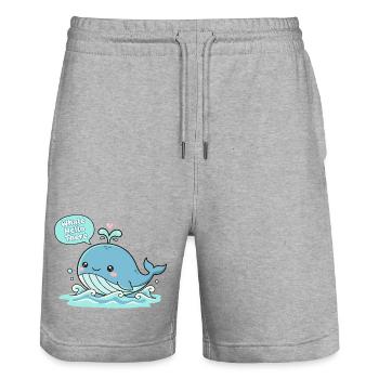 Whale Hello There Cute Print - Stanley/Stella Trainer Unisex Organic Jogging Shorts - heather grey - Front - Nik (191cm) & Marisol (170cm)
