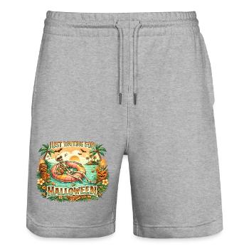 Waiting for Halloween Skeleton Hallloween Anticipation - Stanley/Stella Trainer Unisex Organic Jogging Shorts - heather grey - Front - Nik (191cm) & Marisol (170cm)