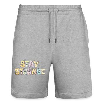 Strange Slime Script Textillus - Stanley/Stella Trainer Unisex Organic Jogging Shorts - heather grey - Front - Nik (191cm) & Marisol (170cm)